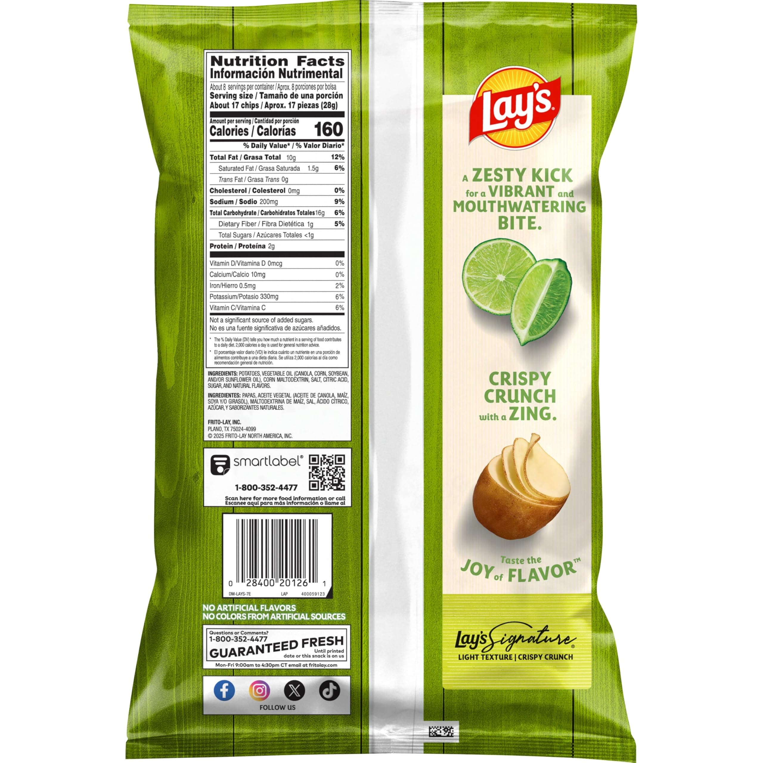 Lay's Potato Chips, Limon Flavored Snacks, 7.75oz Bag thumbnail 3