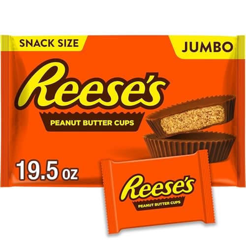 REESE'S Milk Chocolate Snack Size Peanut Butter Cups, Candy Jumbo Bag, 19.5 oz image 1